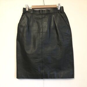 Vintage 90s Matrixcore Real Leather Black Japanese High-Waist Pencil Skirt 26W
